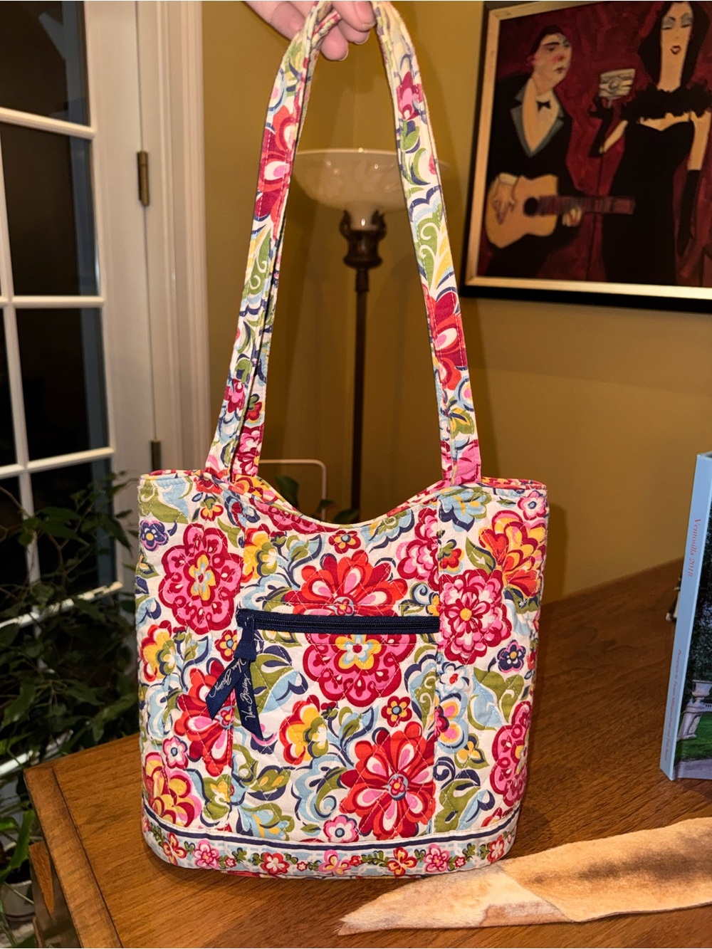 Vera Bradley Floral Quilted Tote in Multicolor Pink Red Yellow